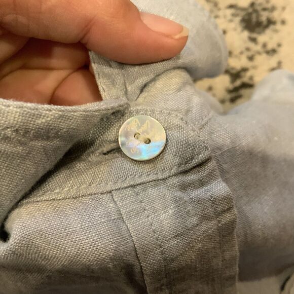 Sigrid Olsen 100% Linen Button Down Striped Shirt Size‎ 1X SO Blue - Picture 4 of 11